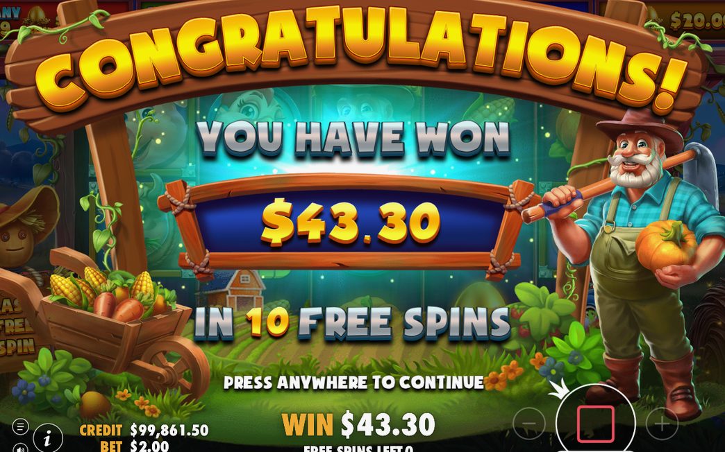 Win screen with a payline paid left to right